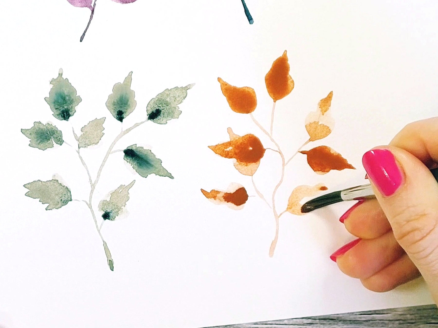 watercolor leaf painting