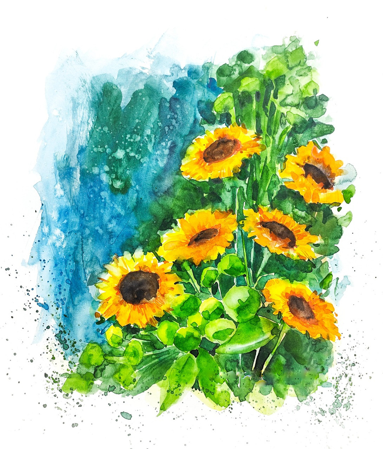 watercolor sunflower painting