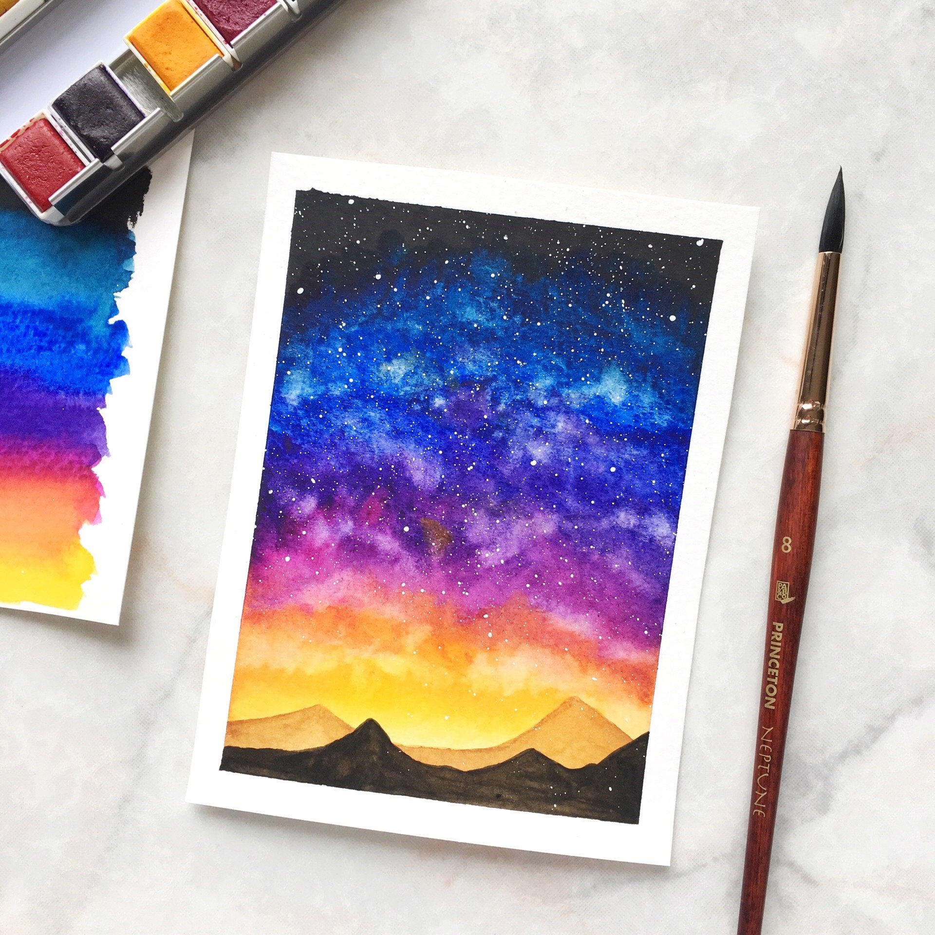 galaxy watercolor painting