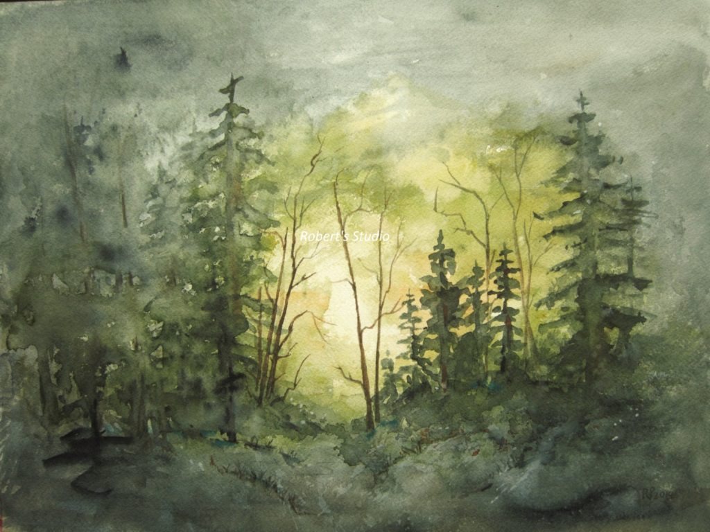 forest watercolor painting