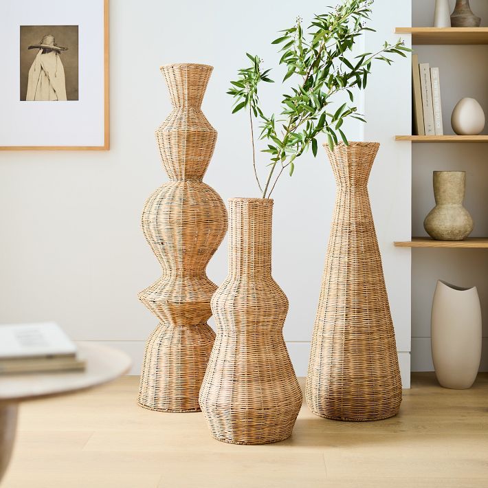 Woven Wicker Floor Vase