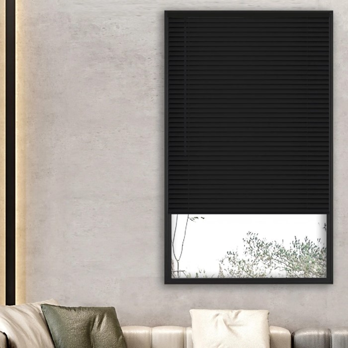 black mini blinds