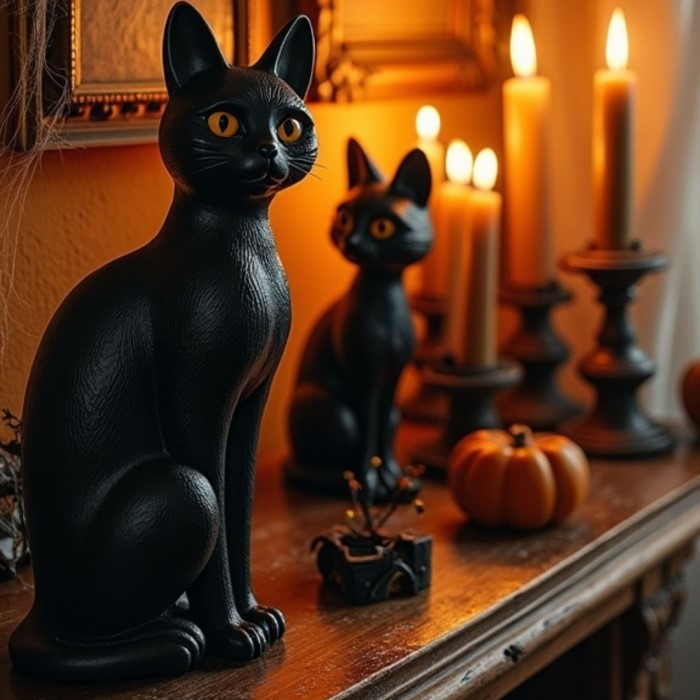 black cat halloween decor