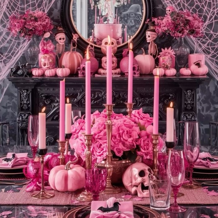 pink halloween decor