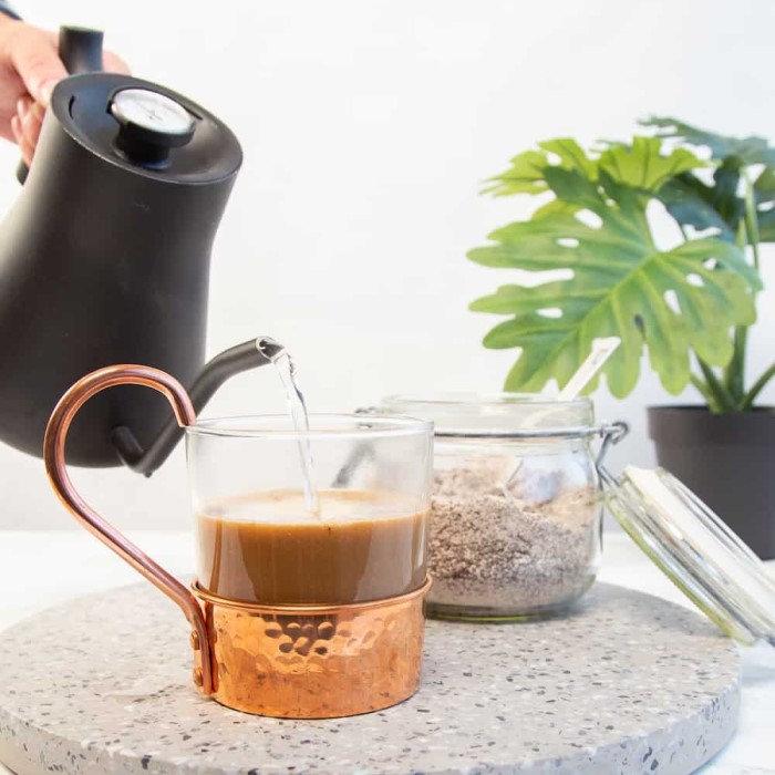 preparing instant coffee