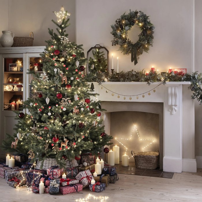 how many feet of christmas lights for tree